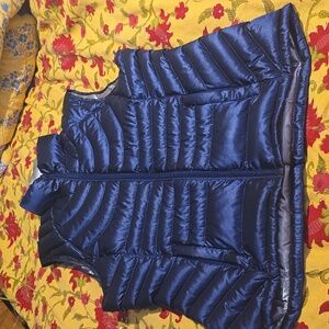 Bernardo Goose Down Puffer Vest Zip Front Shiny Navy Stylish Size S